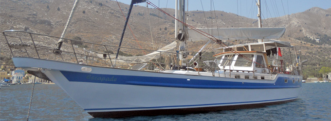At anchor in Pedi bay on Symi Island